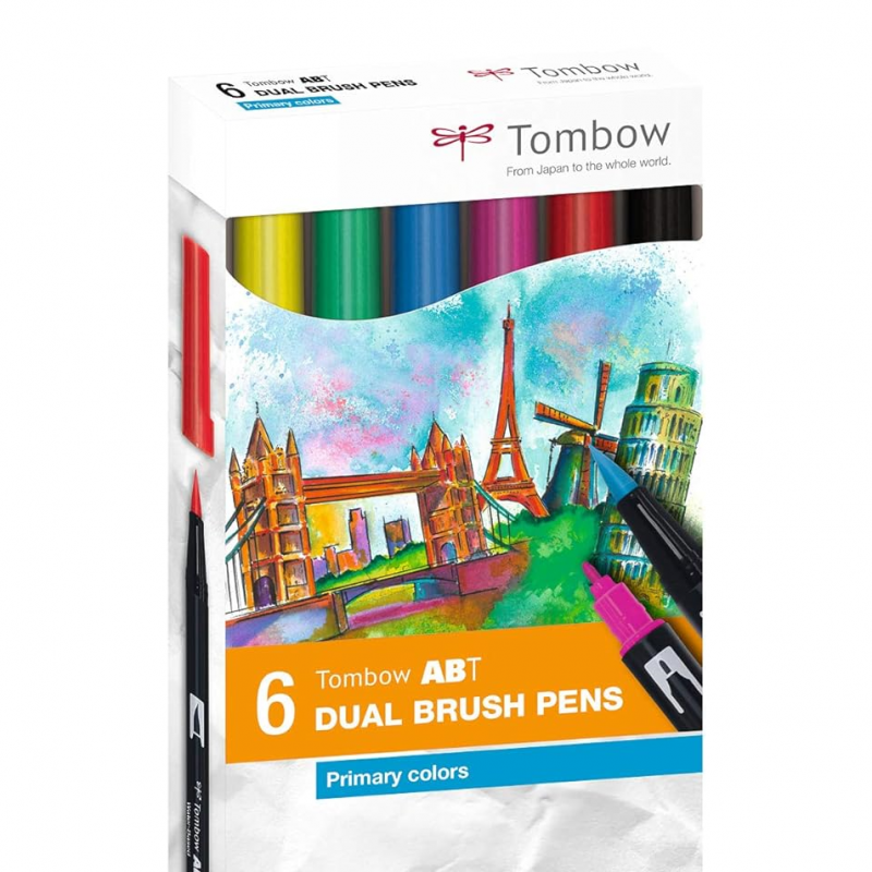 Tombow ABT Dual Brush Pens - Primary Colours (Pack of 6)