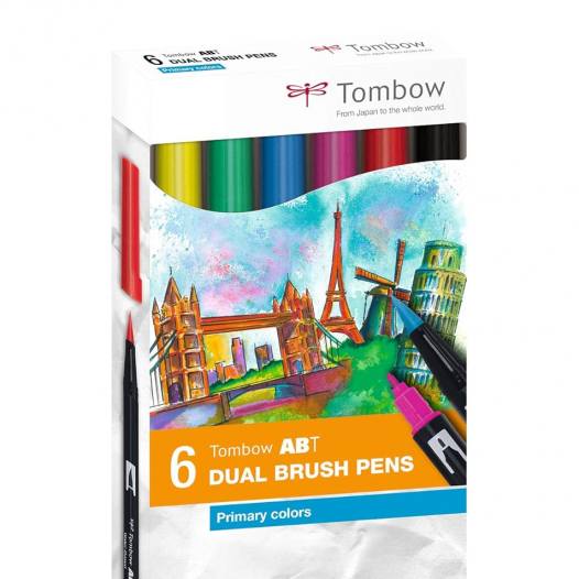 ABT Dual Brush Pen Primary Colour Box (6pc)