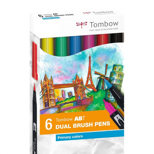 ABT Dual Brush Pen Primary Colour Box (6pc) ABT Dual Brush Pen Primary Colour Box (6pc)