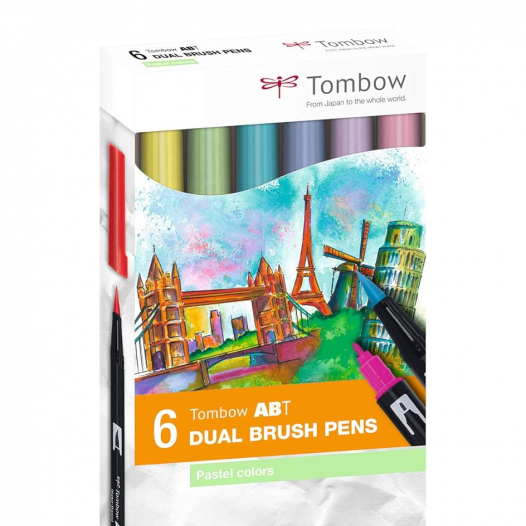 ABT Dual Brush Pen Pastel Colour Box (6pc)