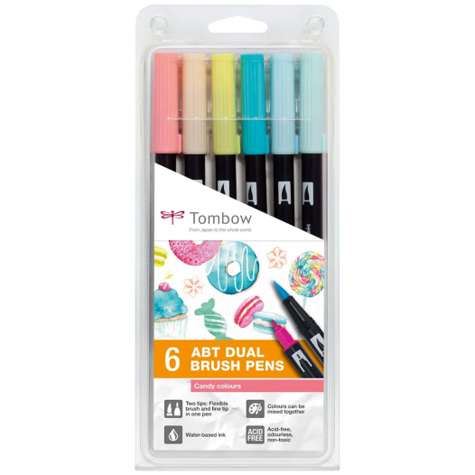 ABT Dual Brush Pen Candy Colour Wallet (6pc)