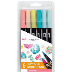 ABT Dual Brush Pen Candy Colour Wallet (6pc)