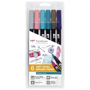 ABT Dual Brush Pen Vintage Colour Wallet (6pc)