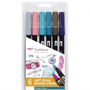 ABT Dual Brush Pen Vintage Colour Wallet (6pc)