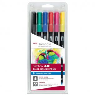 ABT Dual Brush Pen Primary Colour Wallet (6pc)