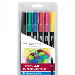 ABT Dual Brush Pen Primary Colour Wallet (6pc)
