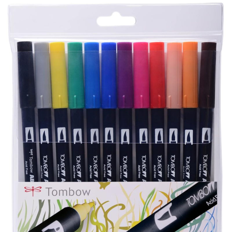 ABT Dual Brush Pen Primary Colour Wallet (12pc)