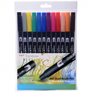 ABT Dual Brush Pen Primary Colour Wallet (12pc)