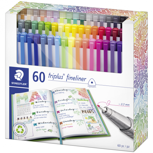 STAEDTLER 334 Triplus Fineliner Superfine Point Pens - 0.3mm - Bright  Assorted Wallet of 20