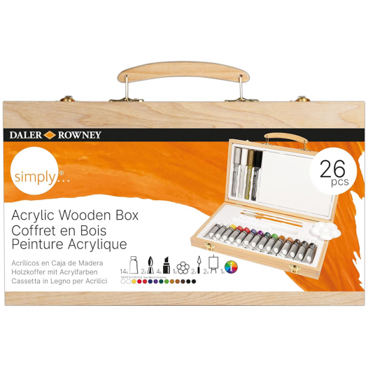 Simply Acrylic Colour Wooden Box (26pc)