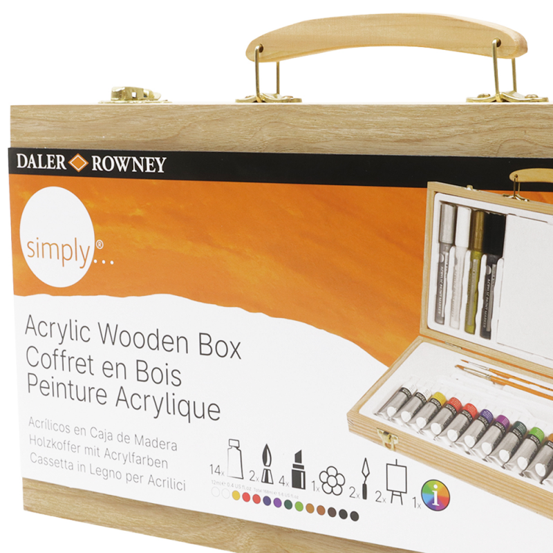 Simply Acrylic Colour Wooden Box (26pc)
