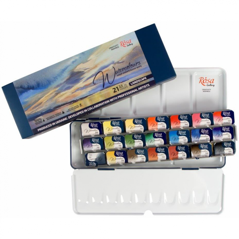 Gallery Artists' Watercolour Landscape Tin (21pc)