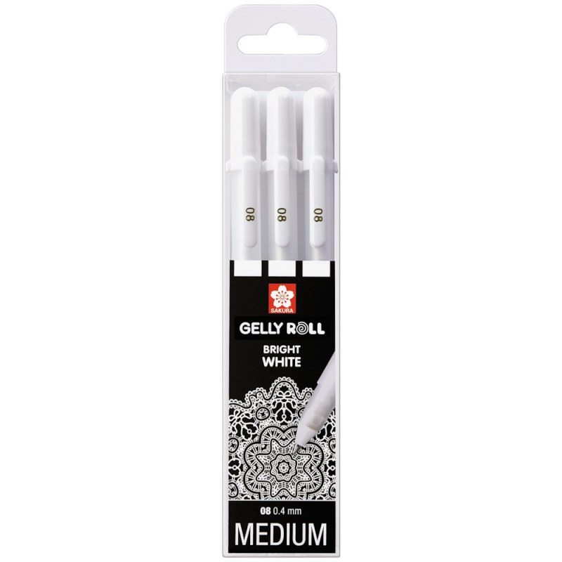 Gelly Roll Medium White Gel Pen Set (3pc)