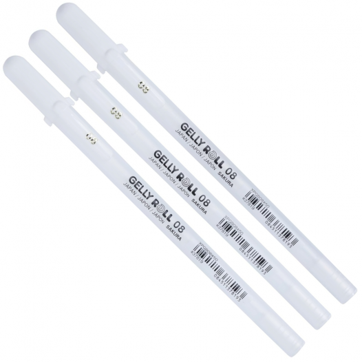 Gelly Roll Medium White Gel Pen Set (3pc)