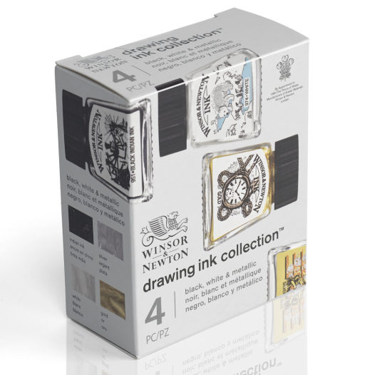 Black, White & Metallic Drawing Ink Collection (4 x 14ml)