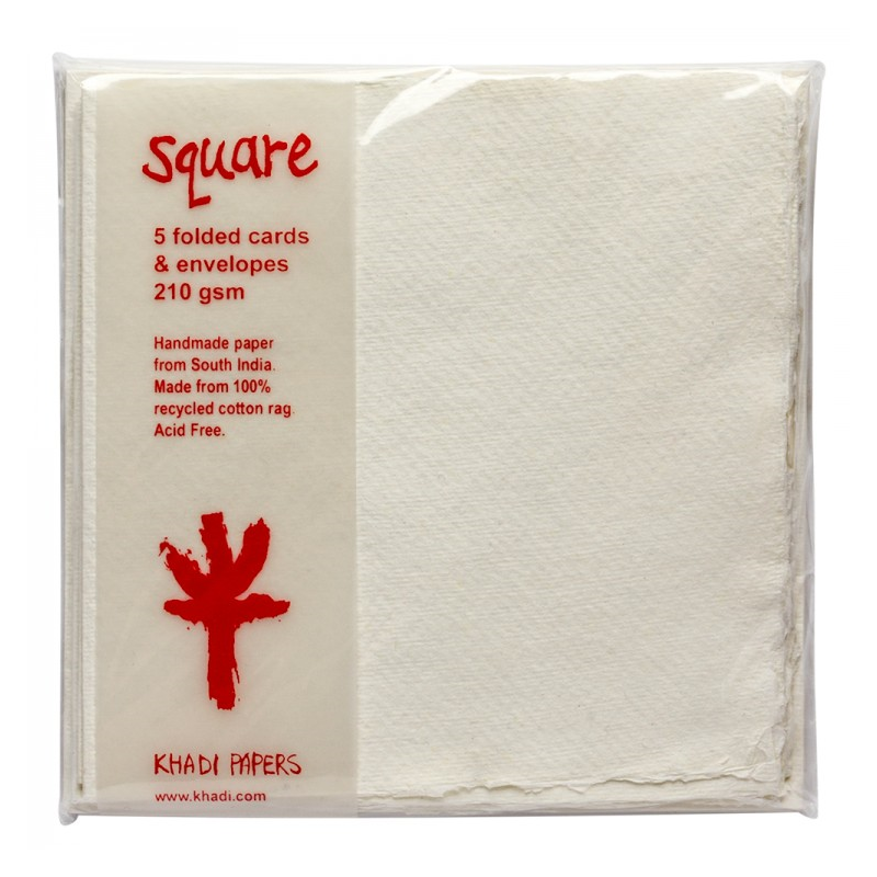 White Rag 15cm Square Card & Envelope Pack (10pc)