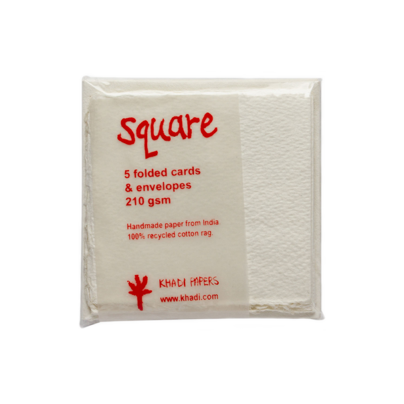 White Rag 7cm Square Card & Envelope Pack (10pc)