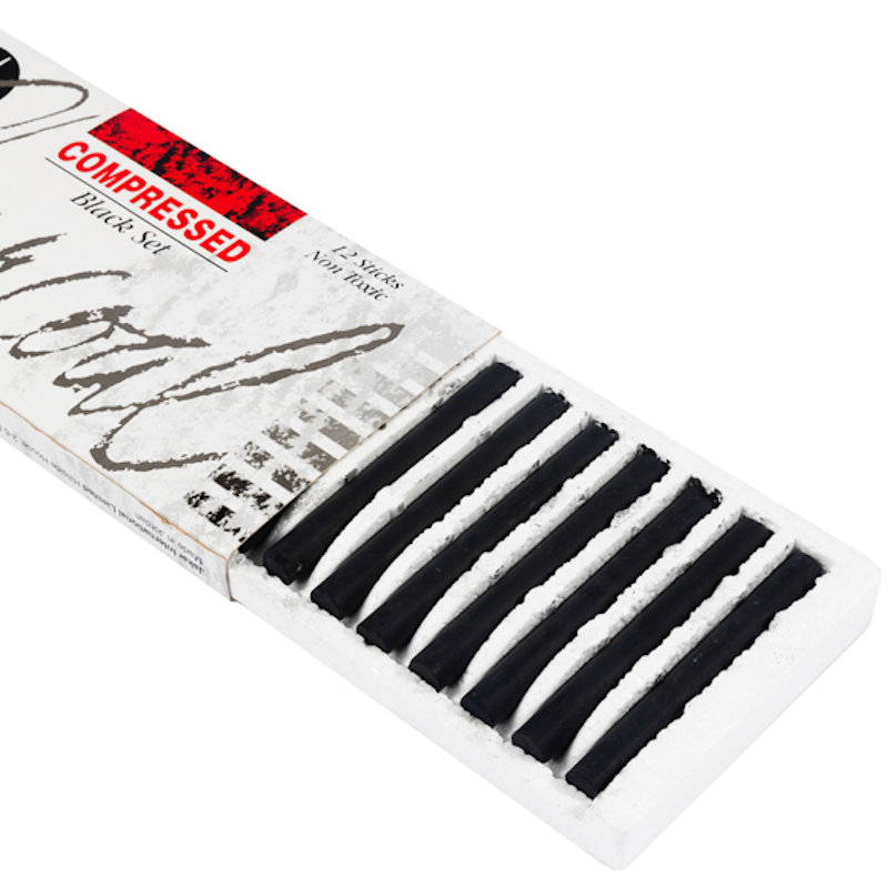 Compressed Black Charcoal Sticks (12pc)