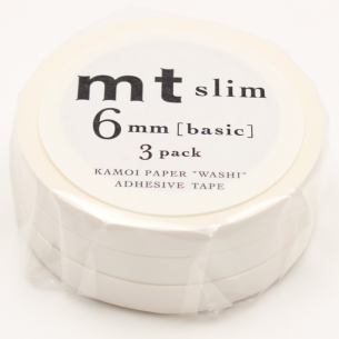 Washi Masking Tape Matte White Slim Set (3pc) Washi Masking Tape Matte White Slim Set (3pc)