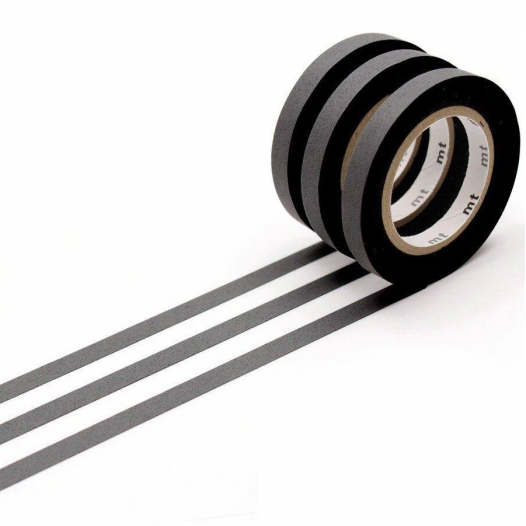 Washi Masking Tape Matte Black Slim Set (3pc) Washi Masking Tape Matte Black Slim Set (3pc)