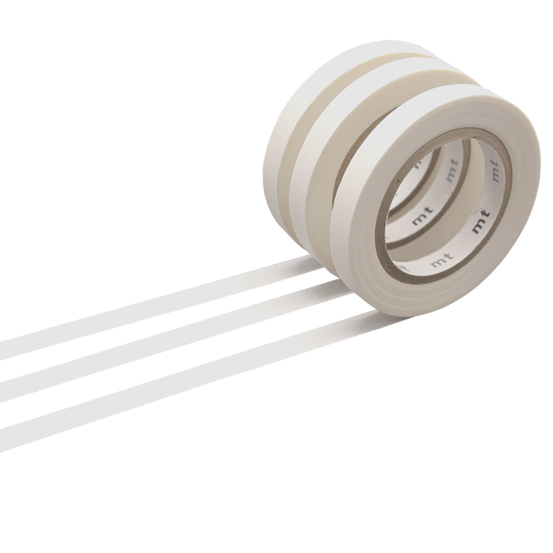 Washi Masking Tape Matte White Slim Set (3pc)