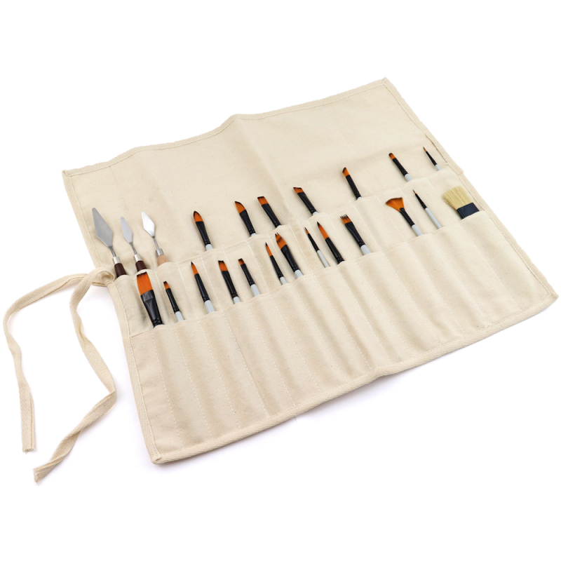 Natural Canvas Roll-up Storage Case