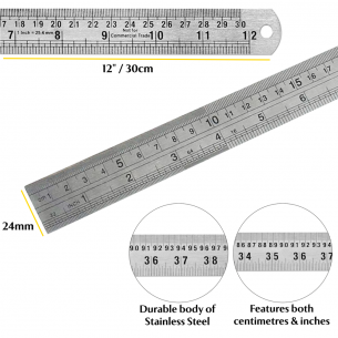 Stainless Steel 12" Ruler Stainless Steel 12" Ruler