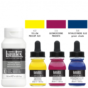 Pro Acrylic Ink Primary Pouring Set (4pc) Pro Acrylic Ink Primary Pouring Set (4pc)