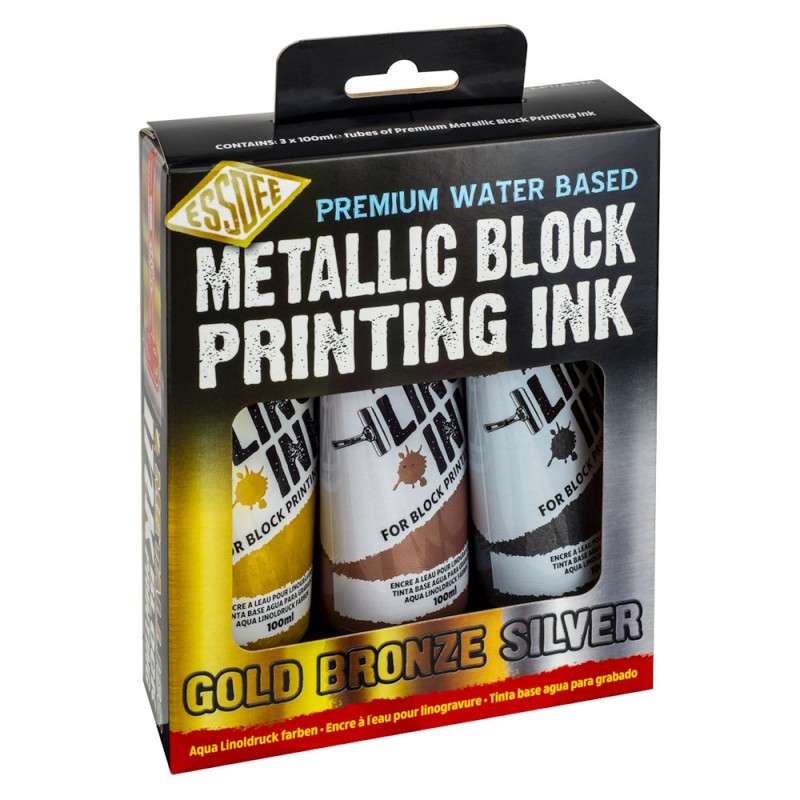 Premium Block Printing Ink Metallic Set (3pc)