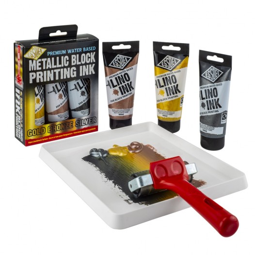 Premium Block Printing Ink Metallic Set (3pc)