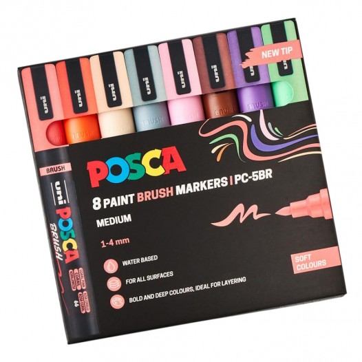POSCA PC-5BR Soft Colour Set (8pc)