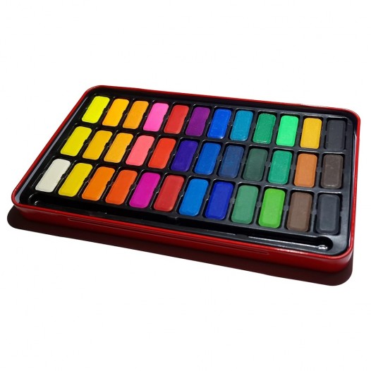 Red Assorted Watercolour Tin (36pc)