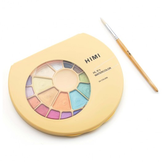 Semi-Moist Watercolour Yellow Metallic Set (24pc)