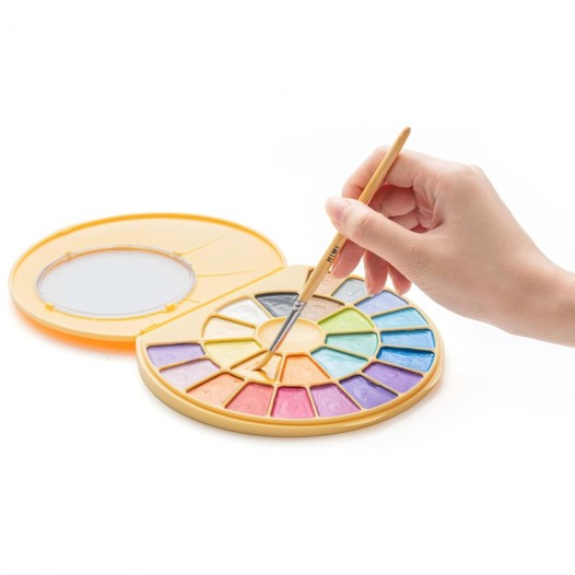 Semi-Moist Watercolour Yellow Metallic Set (24pc)