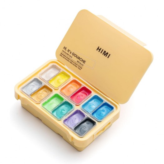 Twin Cup Gouache Yellow Metallic Set (12pc)