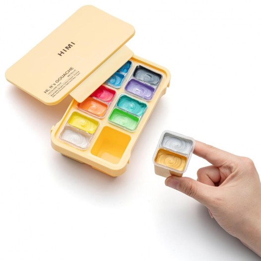 Twin Cup Gouache Yellow Metallic Set (12pc)