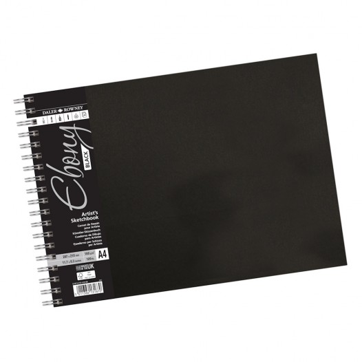 Ebony Hardback Black Spiral Sketchbook