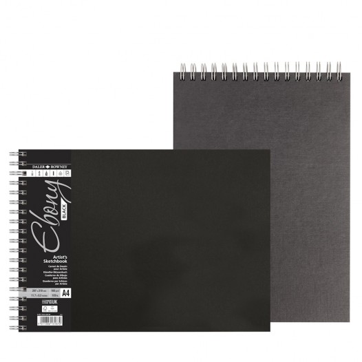 Ebony Hardback Black Spiral Sketchbook