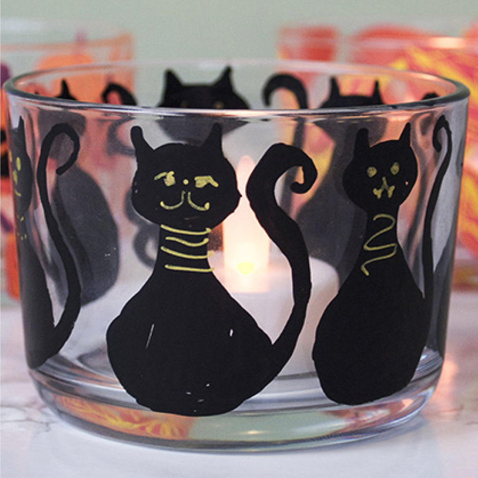 Witch's Cat Tea Light Holder