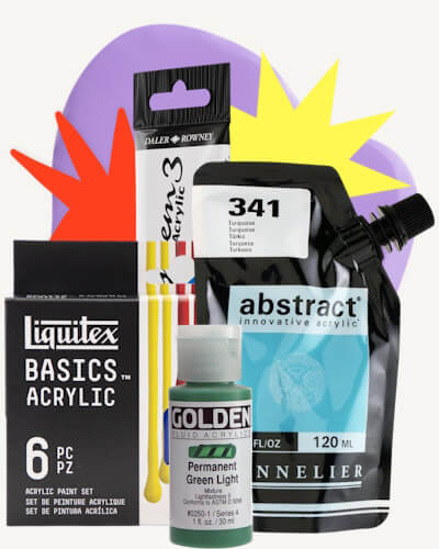 An example of various acrylic colours and their differences from Liquitex, GOLDEN and Sennelier
