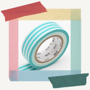 Roll of decorative paper masking tape from MT in a blue colouring with a Border Soda design