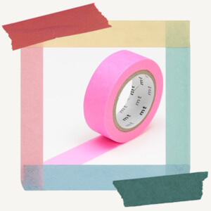 Roll of decorative paper masking tape from MT in a vibrant, flourescent Shocking Pink colouring