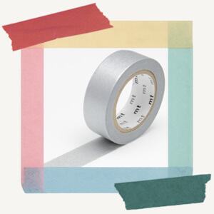 Roll of decorative paper masking tape from MT with an eye-catching metallic silver sheen