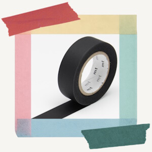 Roll of decorative paper masking tape from MT in simple, striking matte black colouring