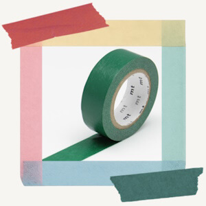 Roll of decorative paper masking tape from MT with an attractive, deep green Peacock colouring