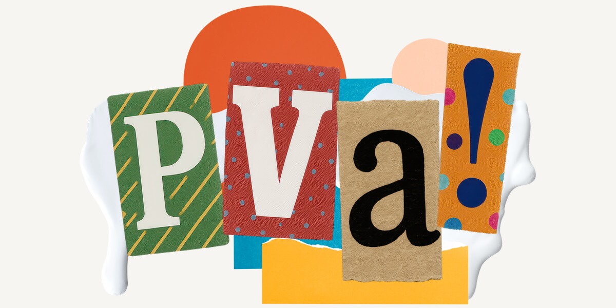 A header image demonstrating letter and glue for a blog concerning PVA glue and artistic applications
