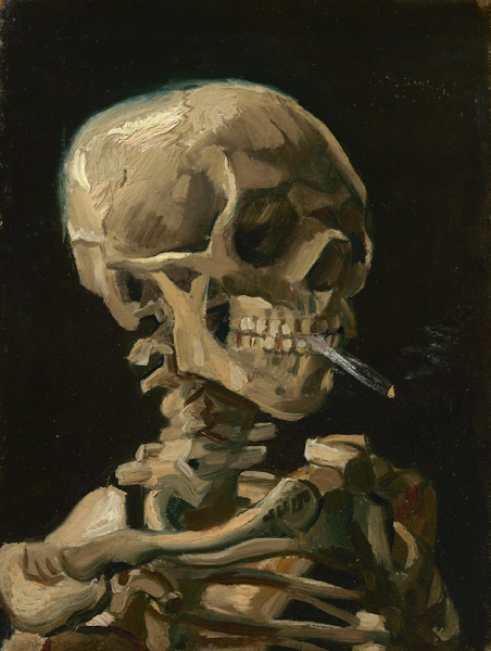 Skull of a Skeleton with Burning Cigarette by Vincent Van Gogh