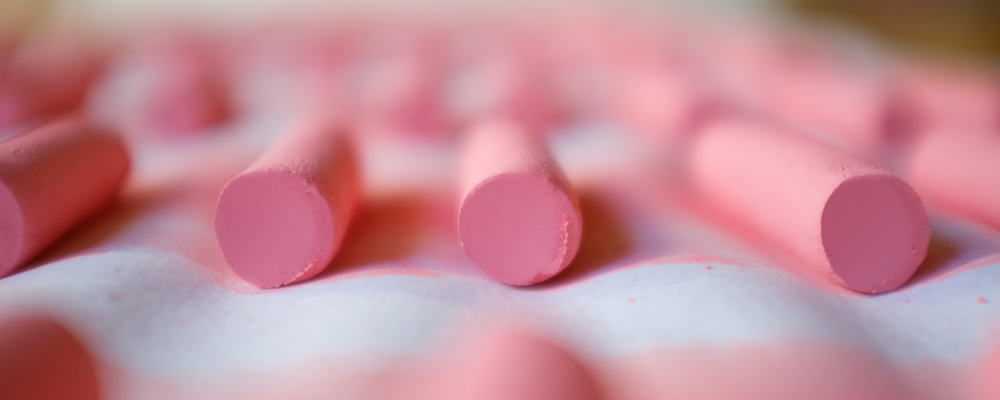 tray of pink pastels