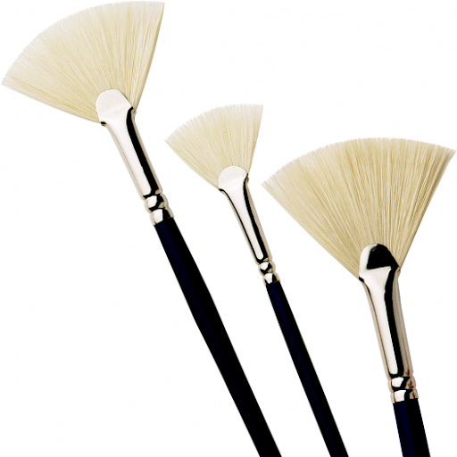 3 sizes of the Pro Arte Series C Studio Single Fan Hog Brush